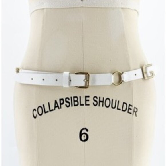 Dolce & Gabbana Skinny White Leather Belt Size: M main image 7